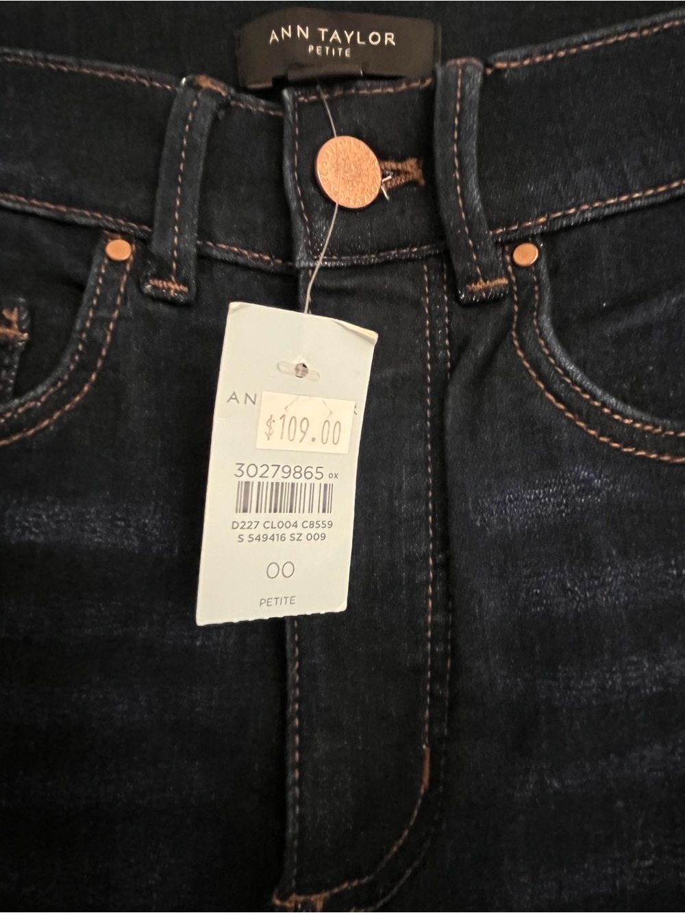 Ann Taylor High-Rise Skinny Jeans in Dark Blue women petite size 00P - Picture 4 of 11